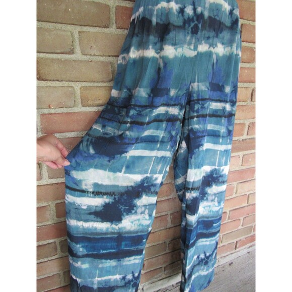 Wide Leg Pants FIFTEEN TWENTY Boho Hippy Tie Dye Festival Blue Women's Large NWT - Picture 4 of 13